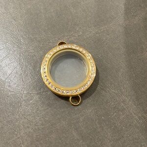 Oragami owl bracelet charm holder gold tone and rhinestones